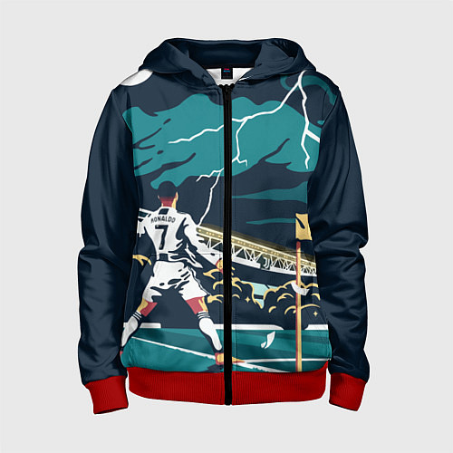 Детская толстовка на молнии Ronaldo lightning / 3D-Красный – фото 1