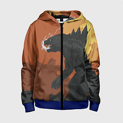 Толстовка на молнии детская Godzilla: Monster Smoke, цвет: 3D-синий