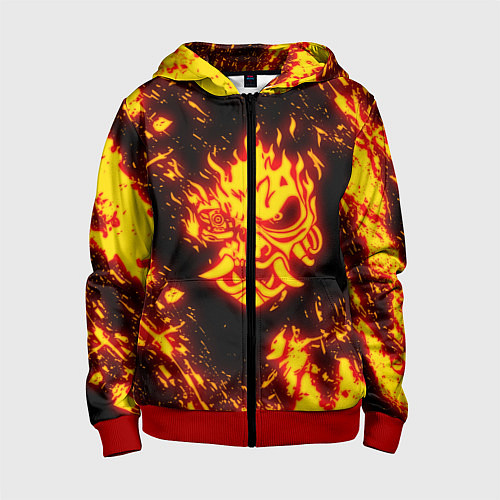 Детская толстовка на молнии Cyberpunk 2077: FIRE SAMURAI / 3D-Красный – фото 1