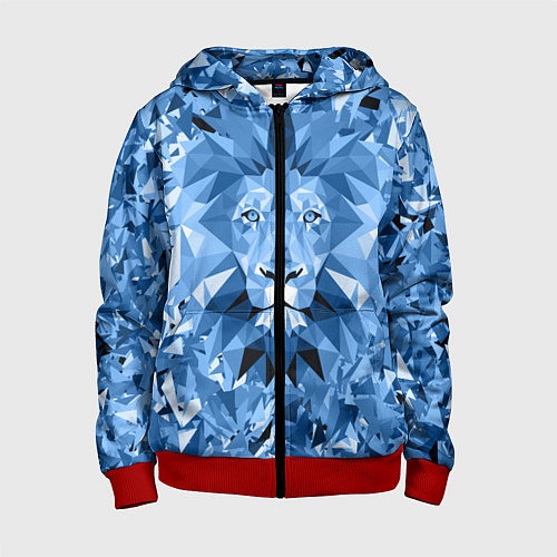 Детская толстовка на молнии Сине-бело-голубой лев / 3D-Красный – фото 1