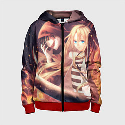 Толстовка на молнии детская Satsuriku no Tenshi, цвет: 3D-красный