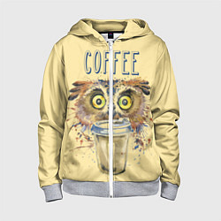 Толстовка на молнии детская Owls like coffee, цвет: 3D-меланж