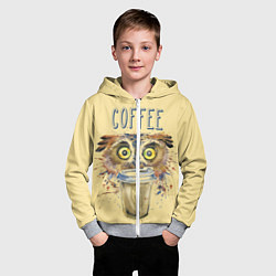 Толстовка на молнии детская Owls like coffee, цвет: 3D-меланж — фото 2