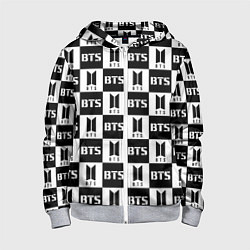 Толстовка на молнии детская BTS B&W, цвет: 3D-меланж