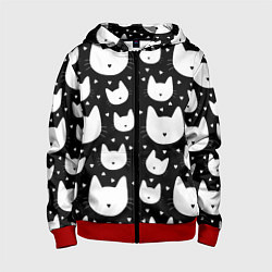 Толстовка на молнии детская Love Cats Pattern, цвет: 3D-красный