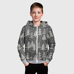 Толстовка на молнии детская Grey Christmas Trees, цвет: 3D-меланж — фото 2