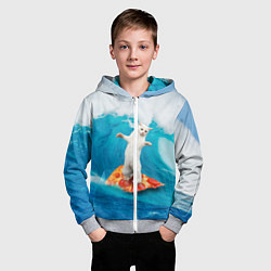 Толстовка на молнии детская Кот-серфер, цвет: 3D-меланж — фото 2