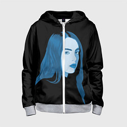 Толстовка на молнии детская Billie Eilish: Blue Style, цвет: 3D-меланж