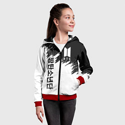 Толстовка на молнии детская BTS: White & Black, цвет: 3D-красный — фото 2