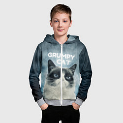 Толстовка на молнии детская Grumpy Cat, цвет: 3D-меланж — фото 2