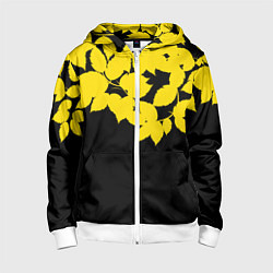 Толстовка на молнии детская Желтые Листья - Минимализм, цвет: 3D-белый