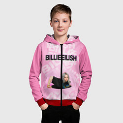 Толстовка на молнии детская Billie Eilish: Pink Mood, цвет: 3D-красный — фото 2