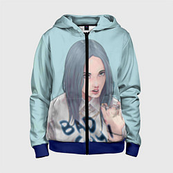 Толстовка на молнии детская Billie Eilish: Bad Guy, цвет: 3D-синий