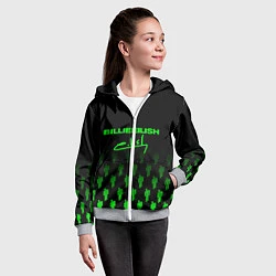 Толстовка на молнии детская Billie Eilish: Green & Black Autograph, цвет: 3D-меланж — фото 2