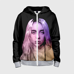 Толстовка на молнии детская BILLIE EILISH: Violet Mood, цвет: 3D-меланж