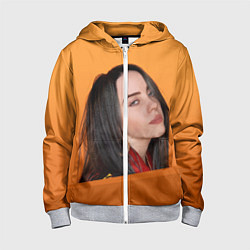 Толстовка на молнии детская BILLIE EILISH: Orange Mood, цвет: 3D-меланж