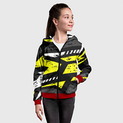 Толстовка на молнии детская Black yellow abstract sport style, цвет: 3D-красный — фото 2