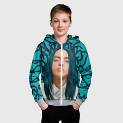 Толстовка на молнии детская Billie Eilish, цвет: 3D-меланж — фото 2