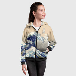 Толстовка на молнии детская Kanagawa Wave Art, цвет: 3D-черный — фото 2