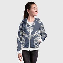 Толстовка на молнии детская Череп из узоров, цвет: 3D-белый — фото 2