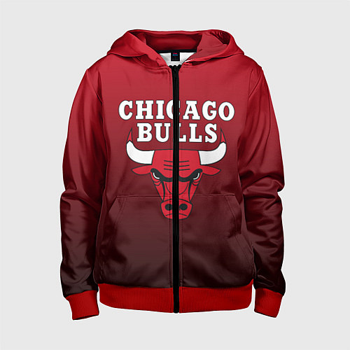 Детская толстовка на молнии CHICAGO BULLS / 3D-Красный – фото 1