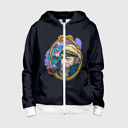 Толстовка на молнии детская Моряк, цвет: 3D-белый