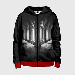 Толстовка на молнии детская Темные коридоры, цвет: 3D-красный