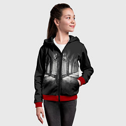 Толстовка на молнии детская Темные коридоры, цвет: 3D-красный — фото 2