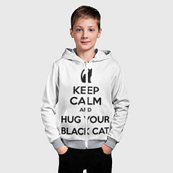 Толстовка на молнии детская Обними своего черного кота, цвет: 3D-меланж — фото 2