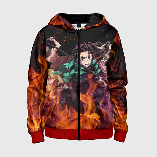 Детская толстовка на молнии KIMETSU NO YAIBA / 3D-Красный – фото 1