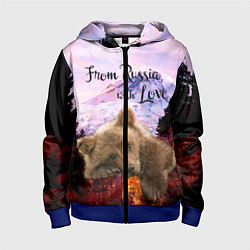 Толстовка на молнии детская Из России с любовью, цвет: 3D-синий