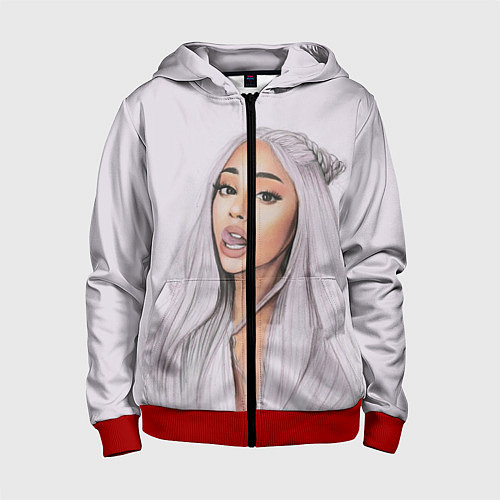 Детская толстовка на молнии Ariana Grande Ариана Гранде / 3D-Красный – фото 1