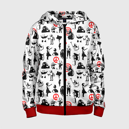 Детская толстовка на молнии Banksy / 3D-Красный – фото 1