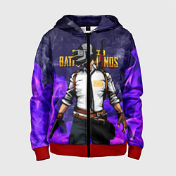 Толстовка на молнии детская PUBG, цвет: 3D-красный