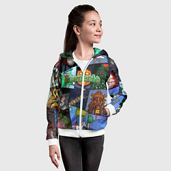 Толстовка на молнии детская Terraria, цвет: 3D-белый — фото 2