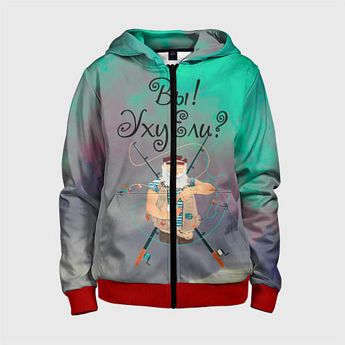 Детская толстовка на молнии Рыбак / 3D-Красный – фото 1