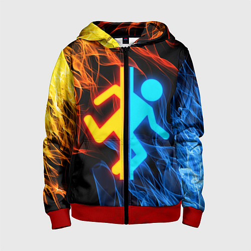Детская толстовка на молнии PORTAL / 3D-Красный – фото 1