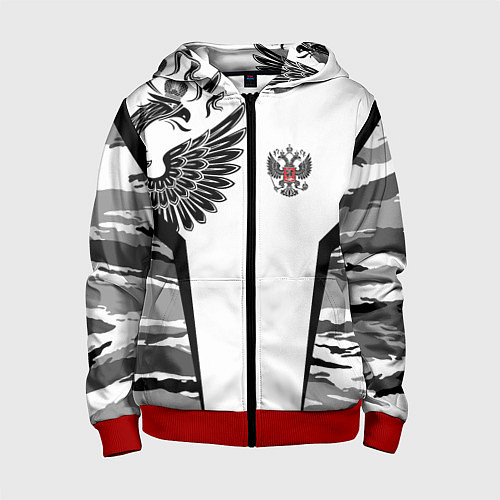 Детская толстовка на молнии Камуфляж Россия / 3D-Красный – фото 1