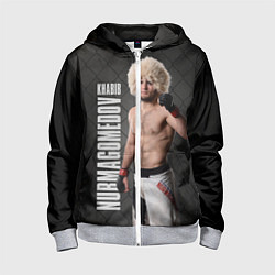 Толстовка на молнии детская Хабиб Нурмагомедов, цвет: 3D-меланж