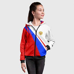 Толстовка на молнии детская Россия, цвет: 3D-черный — фото 2