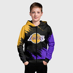 Толстовка на молнии детская LA LAKERS, цвет: 3D-черный — фото 2