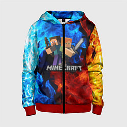 Толстовка на молнии детская MINECRAFT, цвет: 3D-красный