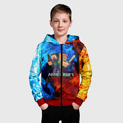 Толстовка на молнии детская MINECRAFT, цвет: 3D-красный — фото 2