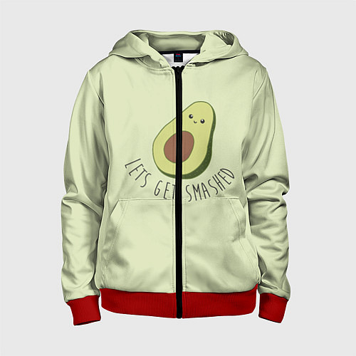 Детская толстовка на молнии Авокадо / 3D-Красный – фото 1