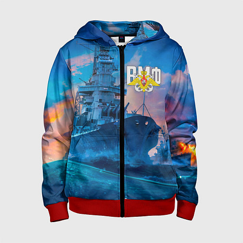 Детская толстовка на молнии ВМФ / 3D-Красный – фото 1