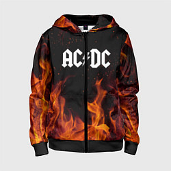 Толстовка на молнии детская AC DC, цвет: 3D-черный