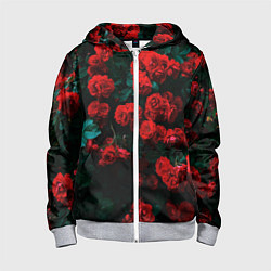 Толстовка на молнии детская Розы, цвет: 3D-меланж