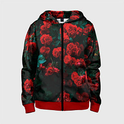 Толстовка на молнии детская Розы, цвет: 3D-красный