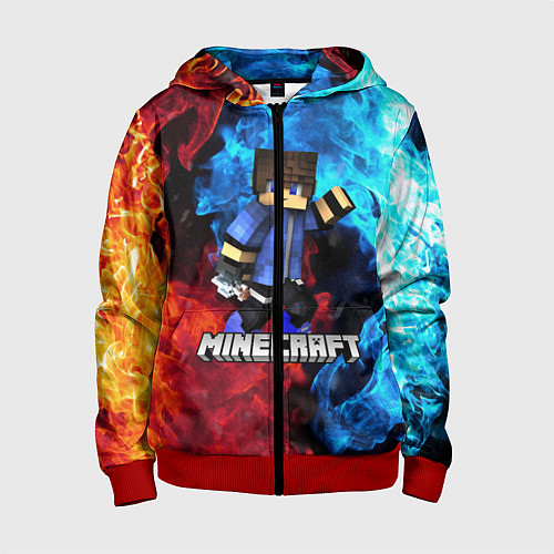 Детская толстовка на молнии Minecraft Майнкрафт / 3D-Красный – фото 1