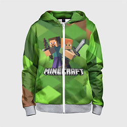 Толстовка на молнии детская MINECRAFT, цвет: 3D-меланж